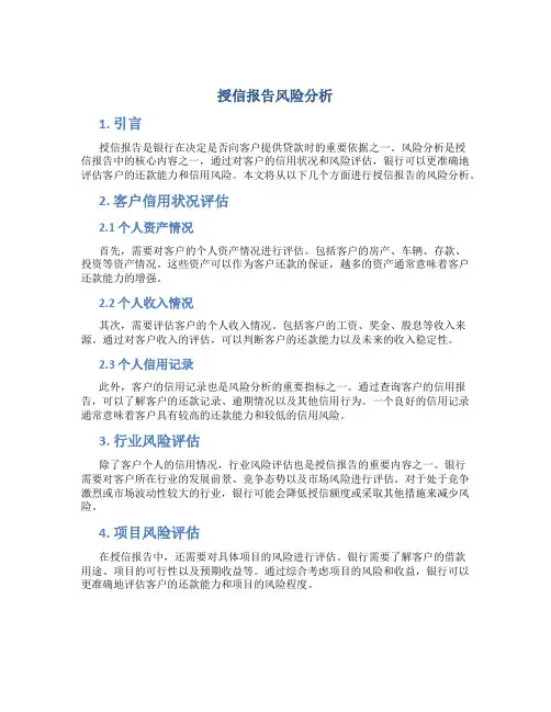 授信报告 风险分析
