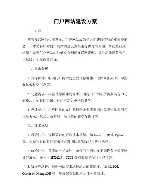 门户网站建设方案