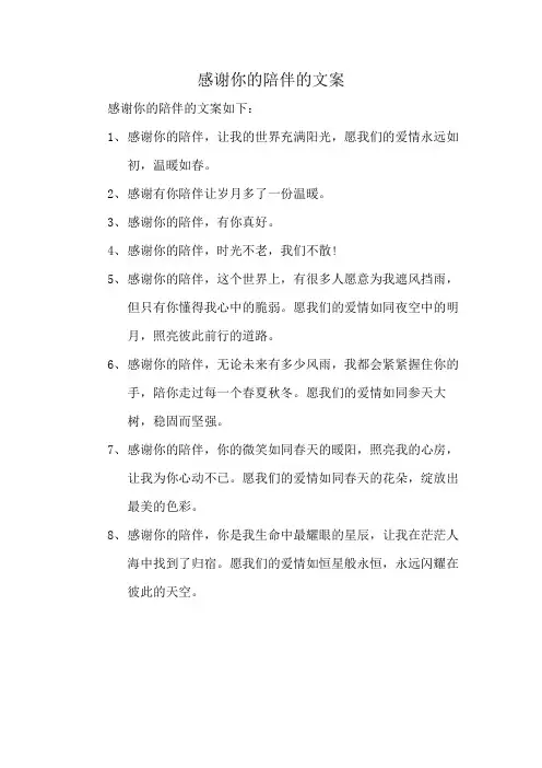感谢你的陪伴的文案