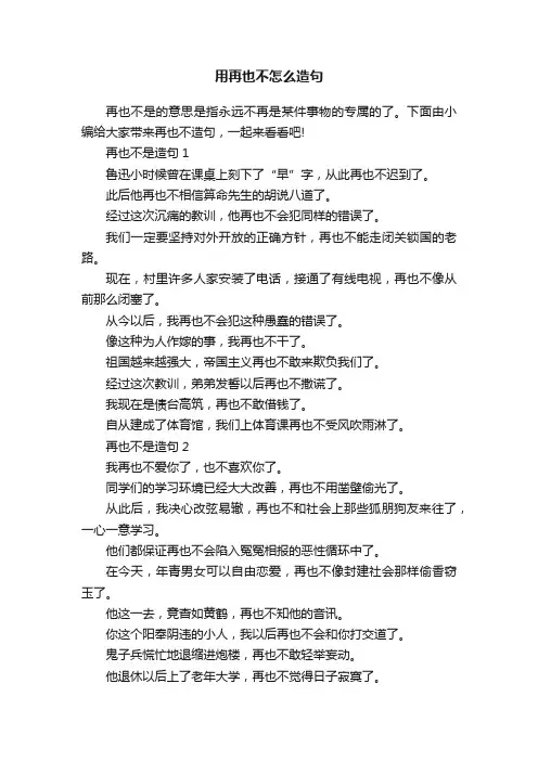 用再也不怎么造句