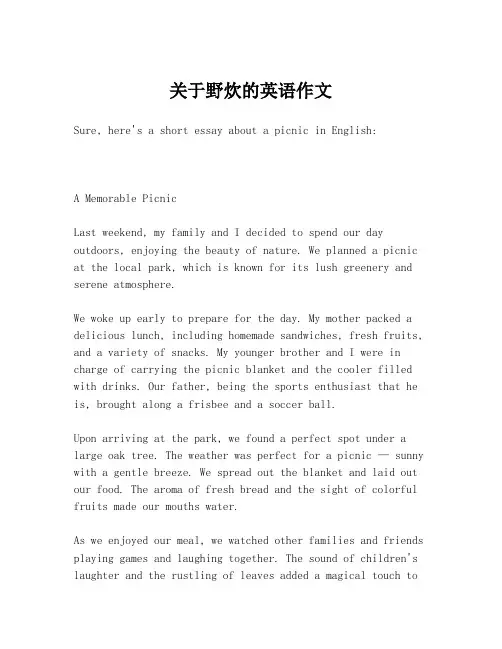 关于野炊的英语作文