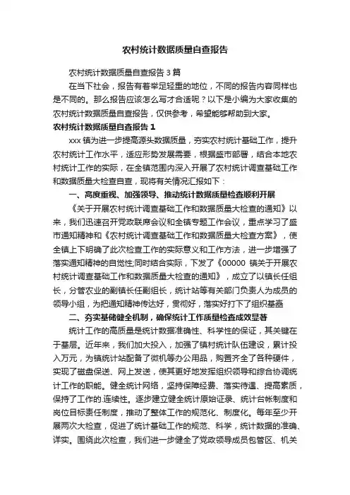 农村统计数据质量自查报告