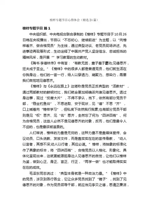 榜样专题节目心得体会（精选24篇）