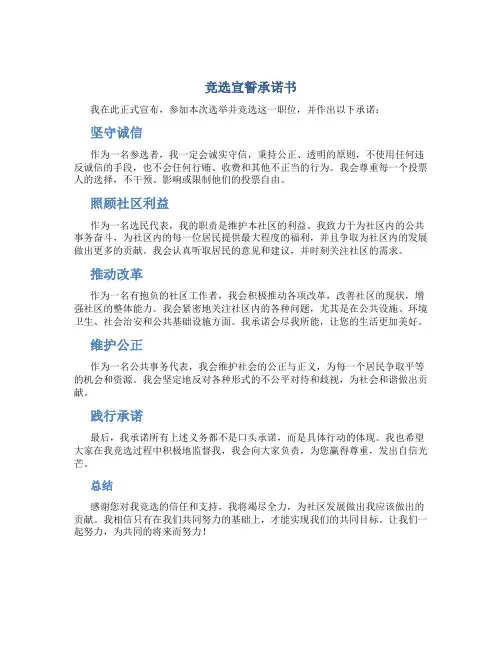 竞选宣誓承诺书