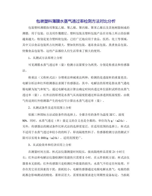 包装塑料薄膜水蒸气透过率检测方法对比分析
