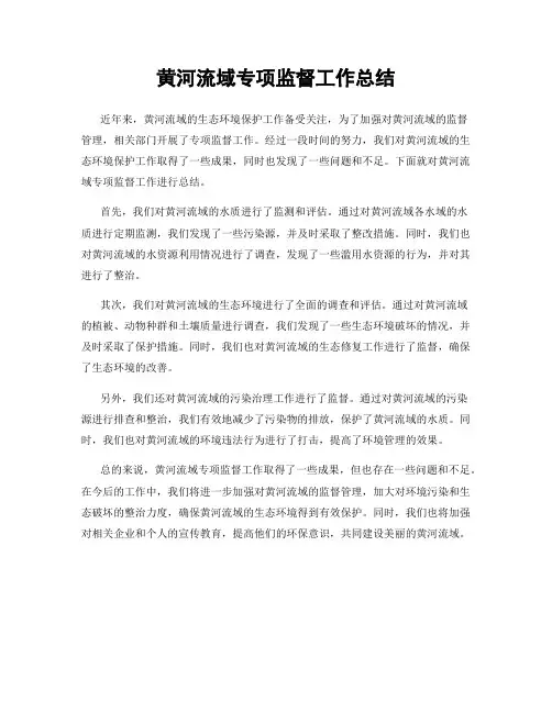 黄河流域专项监督工作总结