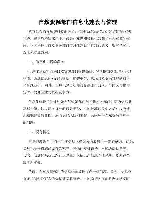 自然资源部门信息化建设与管理