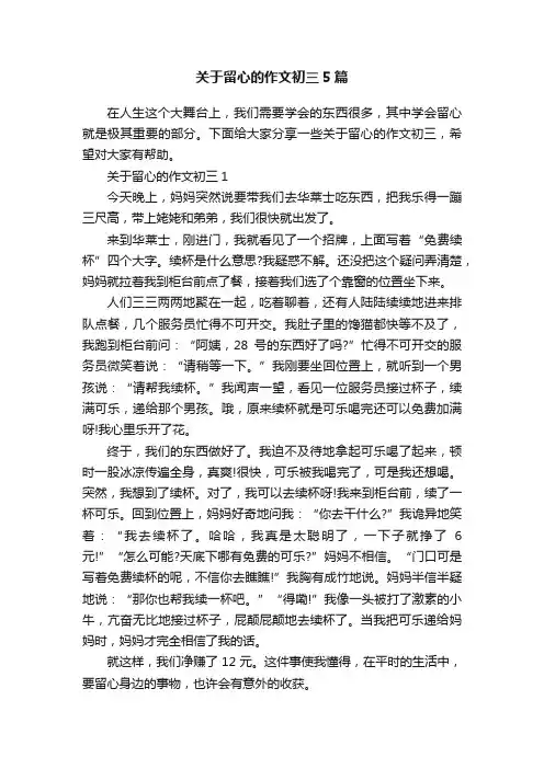 关于留心的作文初三5篇