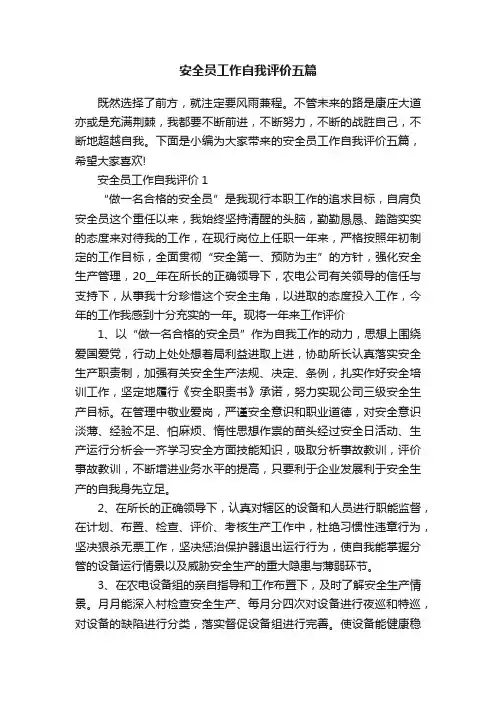 安全员工作自我评价五篇