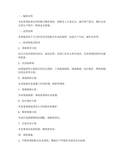 铝粉尘防爆应急预案