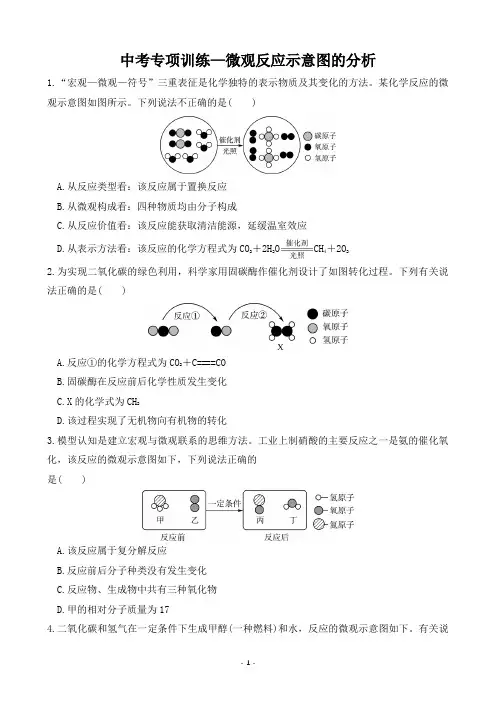 中考复习专项训练小卷—微观反应示意图的分析