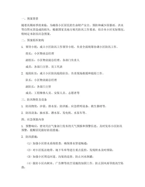 小区防汛应急预案台账