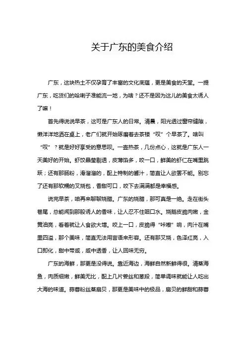 关于广东的美食介绍