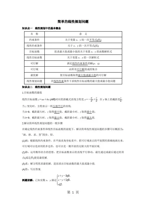 新课标人教A版高中数学必修五第三章第3节《简单线性规划问题》专题练习-精选教育文档