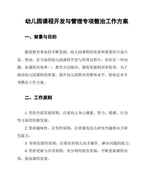 幼儿园课程开发与管理专项整治工作方案