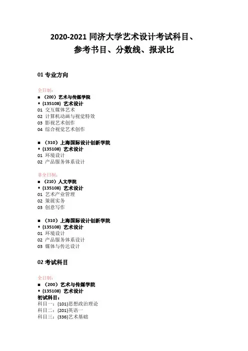 2020-2021同济大学艺术设计考试科目、参考书目、分数线、报录比