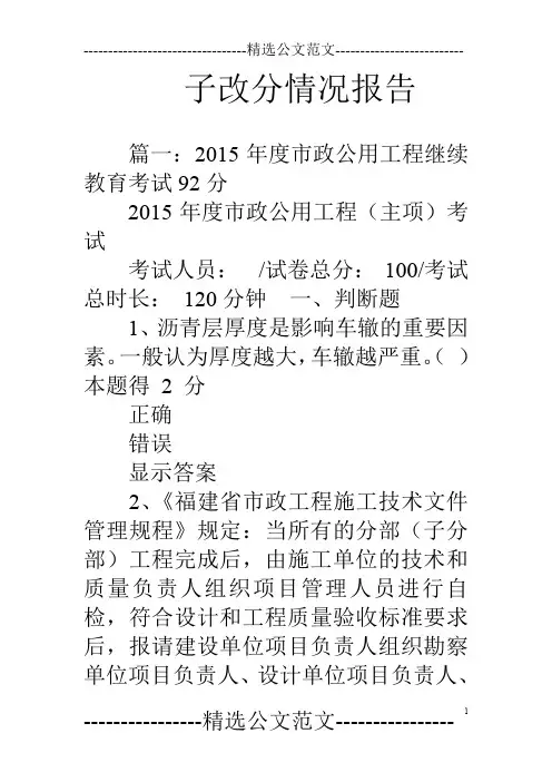子改分情况报告