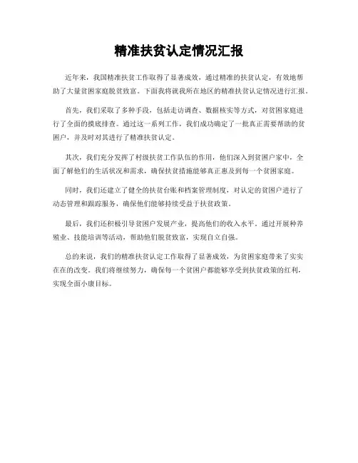 精准扶贫认定情况汇报