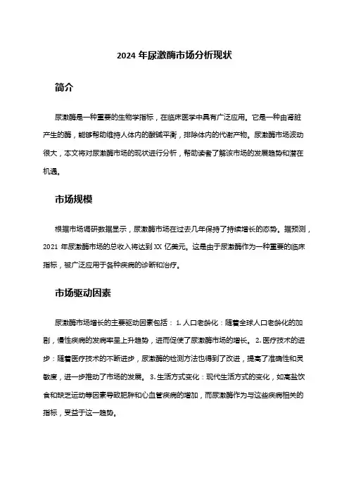 2024年尿激酶市场分析现状