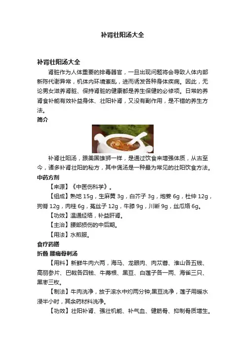 补肾壮阳汤大全
