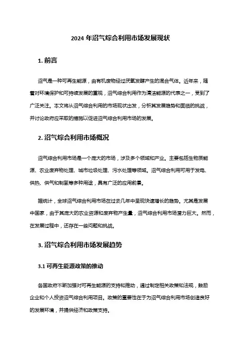 2024年沼气综合利用市场发展现状
