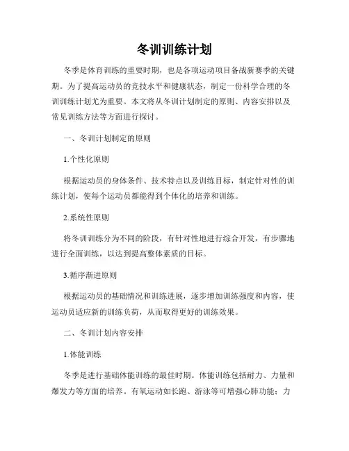 冬训训练计划