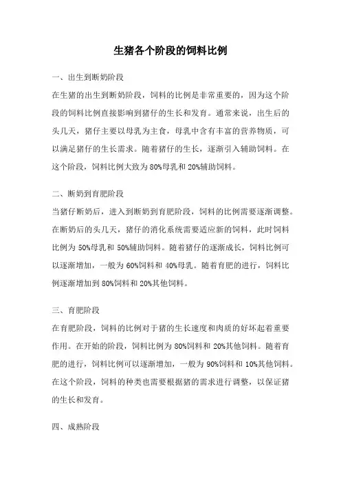 生猪各个阶段的饲料比例