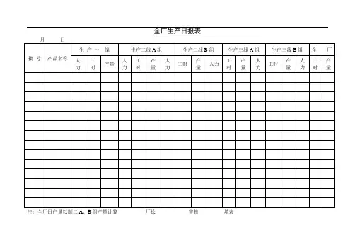 全厂生产日报表
