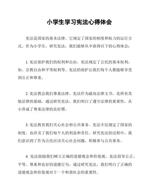小学生学习宪法心得体会