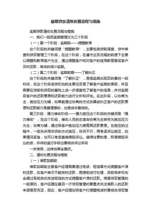 逾期贷款清收处置流程与措施