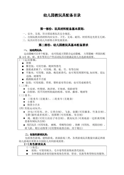 幼儿园玩具目录