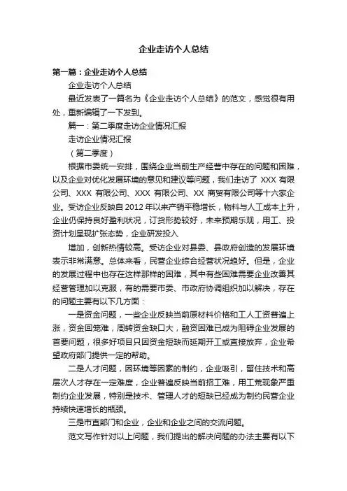 企业走访个人总结