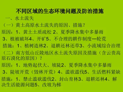 不同区域的生态环境问题及防治措施