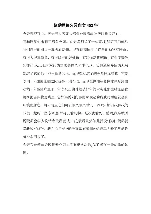 参观鳄鱼公园作文400字