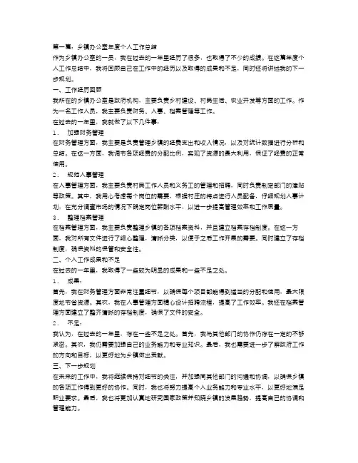 乡镇办公室年度个人工作总结三篇