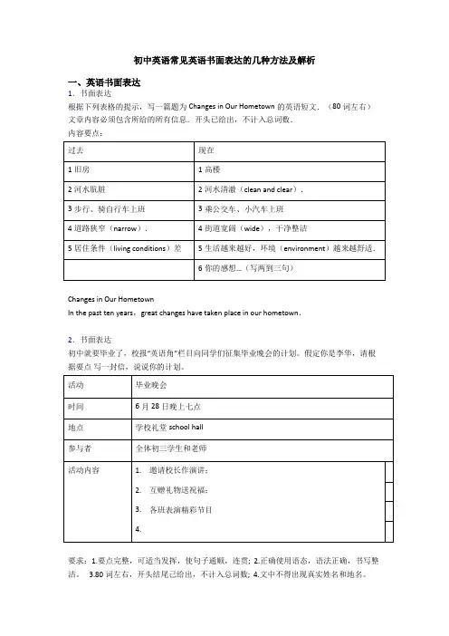 初中英语常见英语书面表达的几种方法及解析