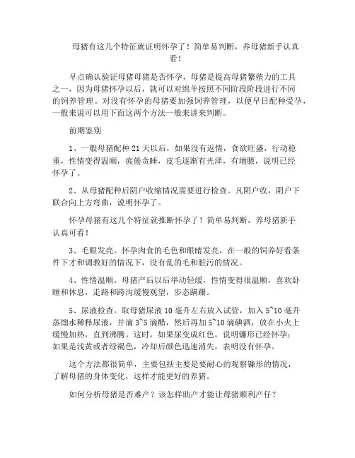 母猪有这几个特征就证明怀孕了!简单易判断,养母猪新手认真看!