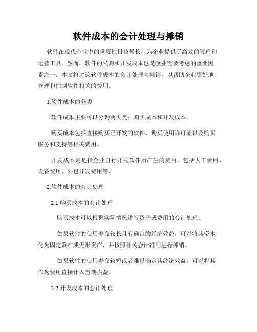 软件成本的会计处理与摊销