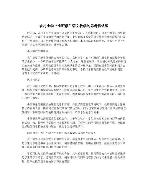 农村小学“小班额”语文教学的思考和认识