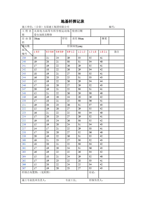 完整版地基钎探记录