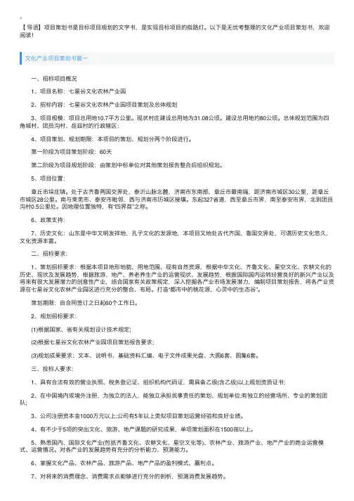 文化产业项目策划书