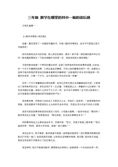 三年级 数学在哪里的其中一编的读后感