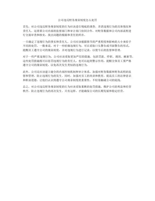 公司违反财务规章制度怎么处罚