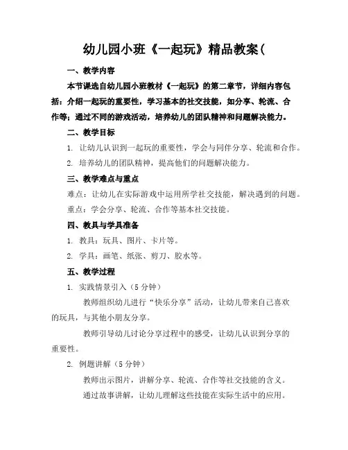 幼儿园小班《一起玩》精品教案(