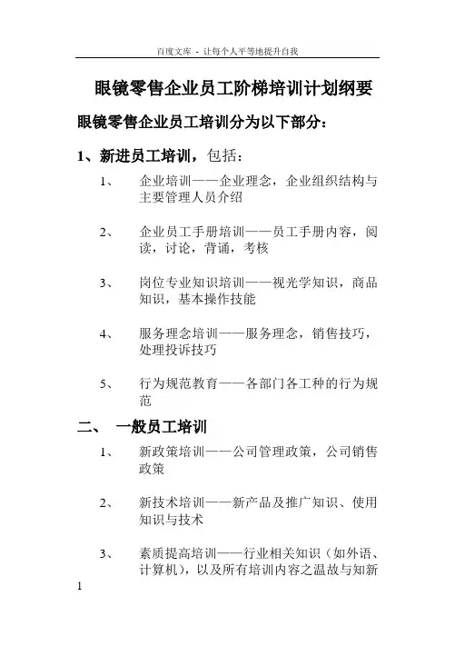 眼镜店零售企业培训资料