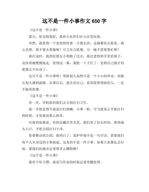 这不是一件小事作文650字