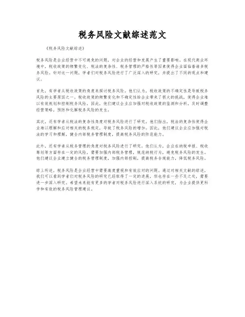 税务风险文献综述范文