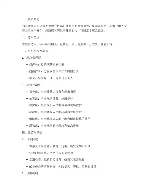银行防暴演练应急预案