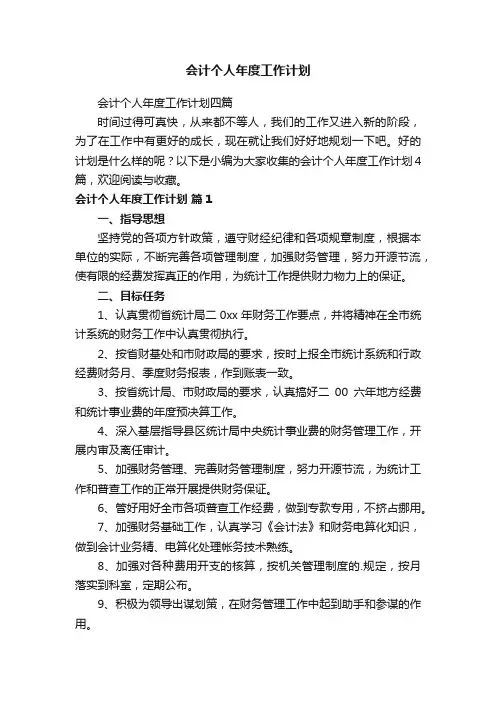 会计个人年度工作计划