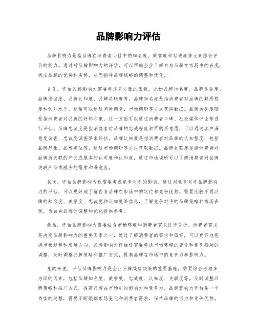 品牌影响力评估